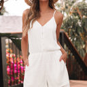  Lexi Lace Spaghetti Strap V Neck Loose Fit Romper