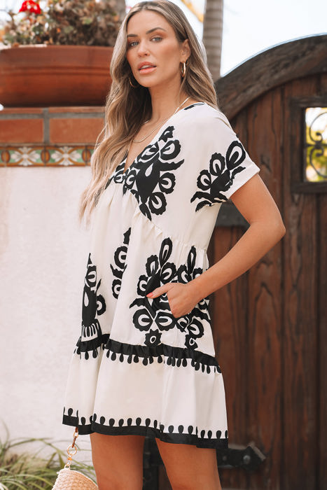 Leyla Vintage High Waist Short Sleeve Dress