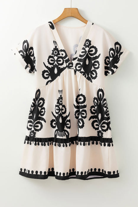 Leyla Vintage High Waist Short Sleeve Dress