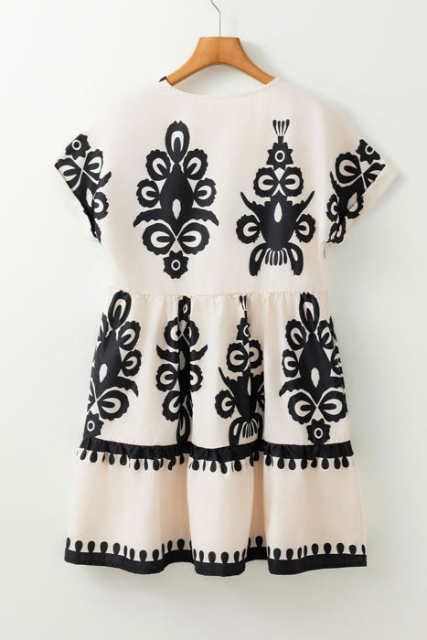 Leyla Vintage High Waist Short Sleeve Dress