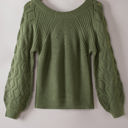 Green Small Lia Hollow-out Puffy Sleeve Knit Sweater