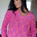  Liana Spots Knitted V Neck Casual Sweater