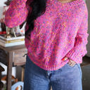 Pink Large Liana Spots Knitted V Neck Casual Sweater