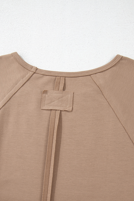 Light French Beige Flower Striped Patchwork Puff Sleeve Loose PLUS Sweatshirt