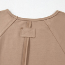  Light French Beige Flower Striped Patchwork Puff Sleeve Loose PLUS Sweatshirt