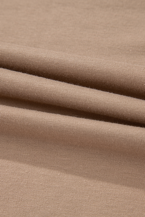 Light French Beige Flower Striped Patchwork Puff Sleeve Loose PLUS Sweatshirt