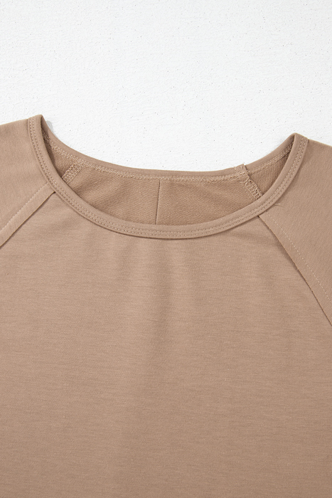 Light French Beige Flower Striped Patchwork Puff Sleeve Loose PLUS Sweatshirt