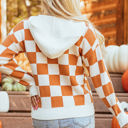 Lila Checkered Kangaroo Pocket Hooded Sweater