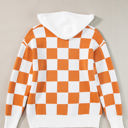  Lila Checkered Kangaroo Pocket Hooded Sweater