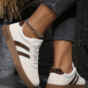  Lila Leather Patchwork Flat Sneakers