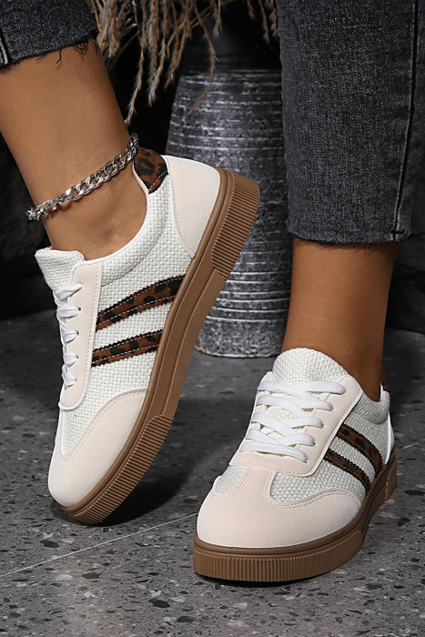 Lila Leather Patchwork Flat Sneakers