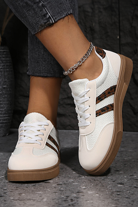 Lila Leather Patchwork Flat Sneakers