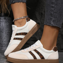  Lila Leather Patchwork Flat Sneakers