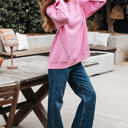  Lilah Lace Patched Raglan Sleeve Loose Fit Sweatshirt
