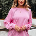  Lilah Lace Patched Raglan Sleeve Loose Fit Sweatshirt