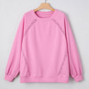  Lilah Lace Patched Raglan Sleeve Loose Fit Sweatshirt