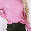  Lilah Pearl Detail Ribbed Crew Neck Sweatshirt