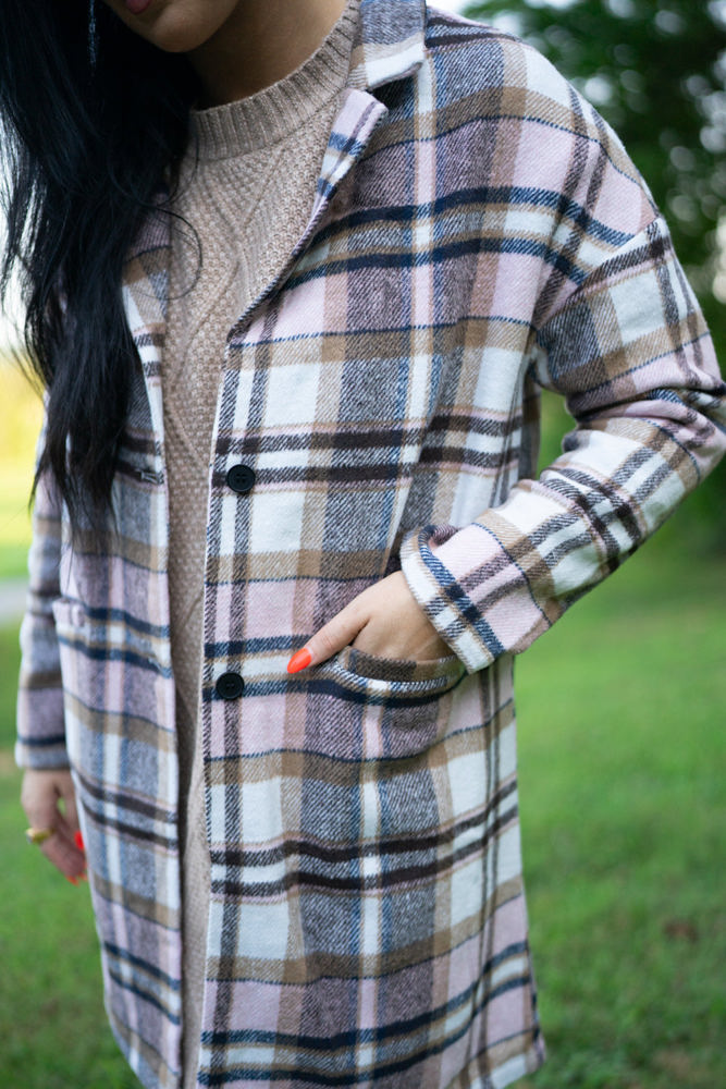 Lilia Plaid Button Up Lapel Jacket