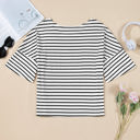  Lilia Stripe Half Sleeve Scoop Neck Loose Top