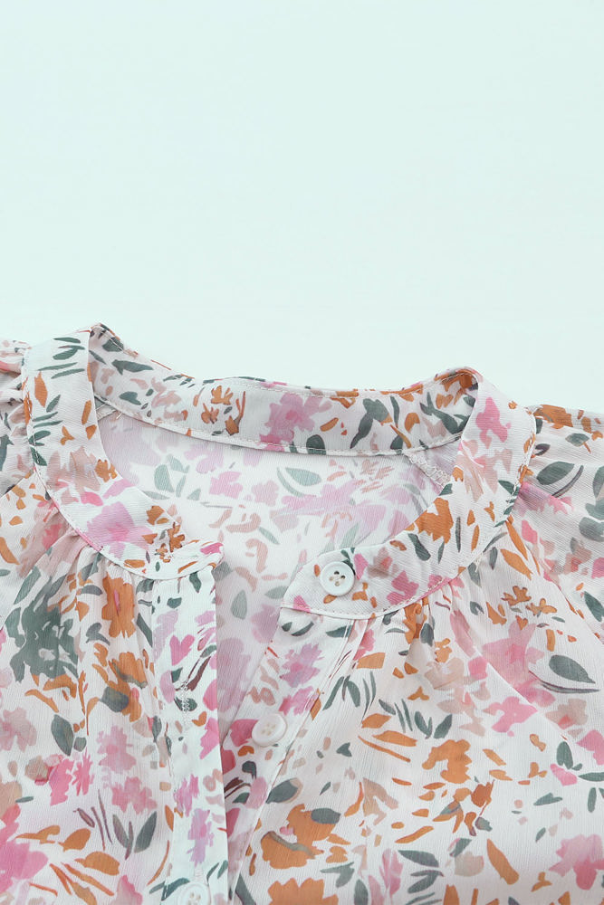 Lilian Floral Mandarin Collar Top