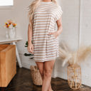  Lilian Stripe Casual Pocketed Mini Dress