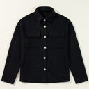 Black Large Lilith Corduroy Buttoned Long Sleeve Jacket