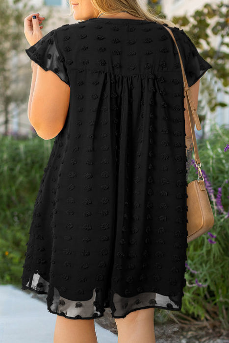 Lilith Plus Size Dotty Textured Ruffled Dress