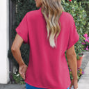  Lilla Notched Neck Batwing Sleeve Lightweight Blouse