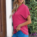  Lilla Notched Neck Batwing Sleeve Lightweight Blouse