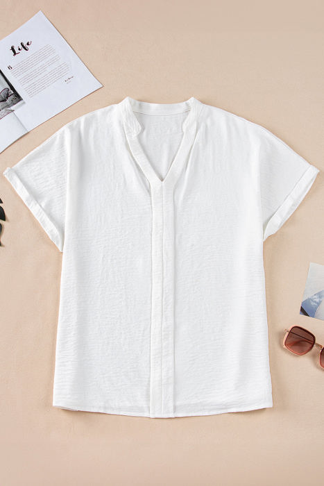 Lilla Notched Neck Batwing Sleeve Lightweight Blouse