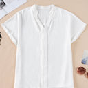 White XXL Lilla Notched Neck Batwing Sleeve Lightweight Blouse