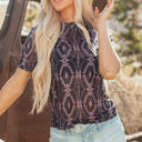  Lillian Aztec Short Sleeve Mesh Top