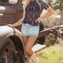  Lillian Aztec Short Sleeve Mesh Top