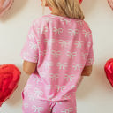  Lilliana Waffle Knit Bowknot T Shirt and Shorts Set