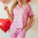 Pink Medium Lilliana Waffle Knit Bowknot T Shirt and Shorts Set