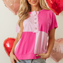 Pink XL Lillie Half Collared T Shirt