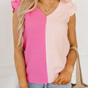 Pink Medium Lillie Tiered Ruffled Sleeve Blouse