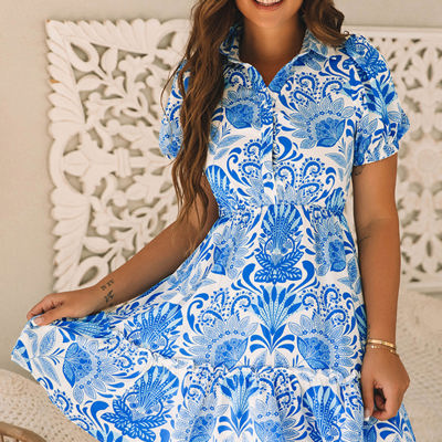 Lilly Floral Drawstring Waist Ruffled Dress