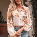 Orange Large Lilly Puff Sleeve Lightweight Shirt