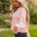  Lilly Textured Contrast Dropped Long Sleeve Top