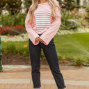  Lilly Textured Contrast Dropped Long Sleeve Top