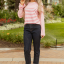  Lilly Textured Contrast Dropped Long Sleeve Top