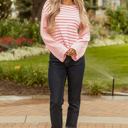  Lilly Textured Contrast Dropped Long Sleeve Top