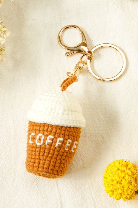 Lily Crochet Coffee Pendent Keychain