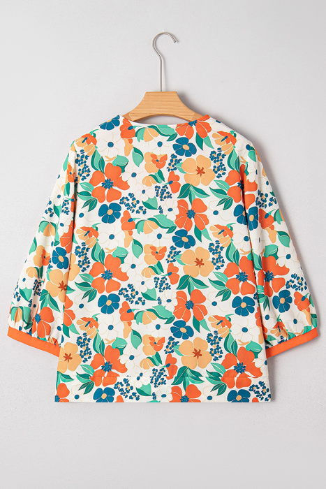Lily Print Bracelet Sleeve Blouse