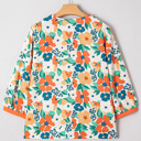  Lily Print Bracelet Sleeve Blouse