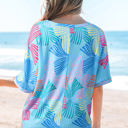  Lilyana Bowknot Waffle Crewneck Loose Short Sleeve Top