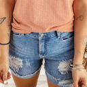  Lina Distressed Ripped Rolled Hem Sky Blue Denim Shorts