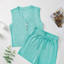  Lina Ribbed Button Tank Top and Shorts Set