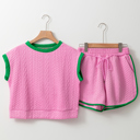  Lina Trim Cable Textured Shorts